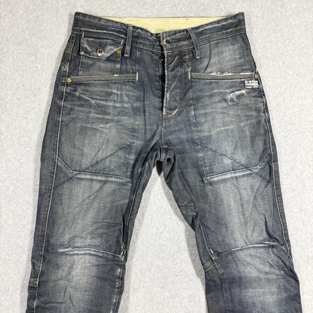 GStar Raw Navy Jack Loose Tapered Jeans Mens 29x30 Distressed Repaired Italy - Picture 2 of 16